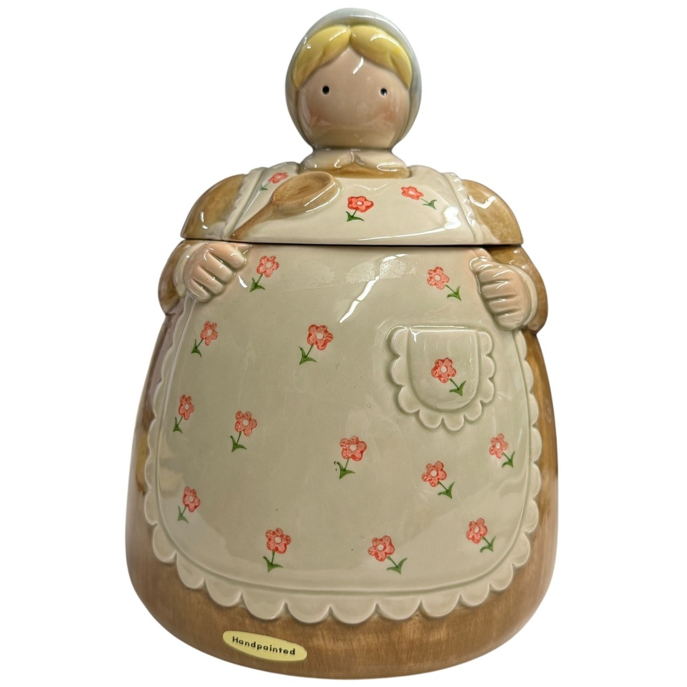 Otagiri Cookie Jar Grandmother Prairie Woman Brown Cream Good‎ Vintage